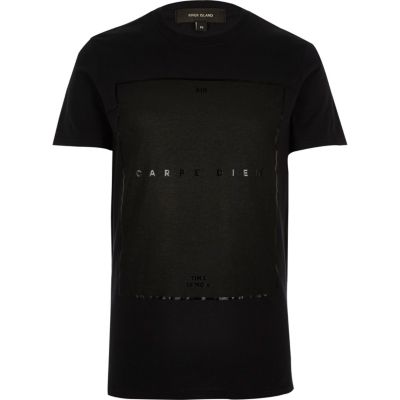 Black carpe diem print t-shirt